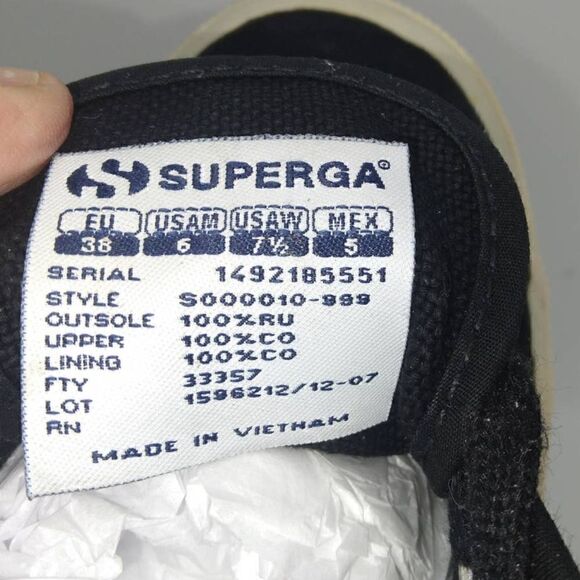 Superga 2750 Womens Pre-owned Classic Black Canvas Sneakers - sz. 7 1/2 - Picture 6 of 6